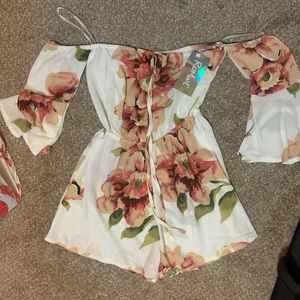 Floral Off the Shoulder Romper